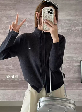 2025新款韩版宽松显瘦立领软糯针织衫外套拉链款毛衣开衫女