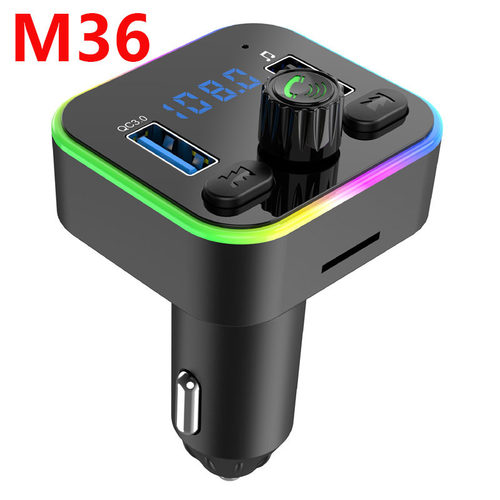 跨境彩灯插TF卡车载蓝牙MP3免提播放器汽车FM发射器蓝牙双USB车充