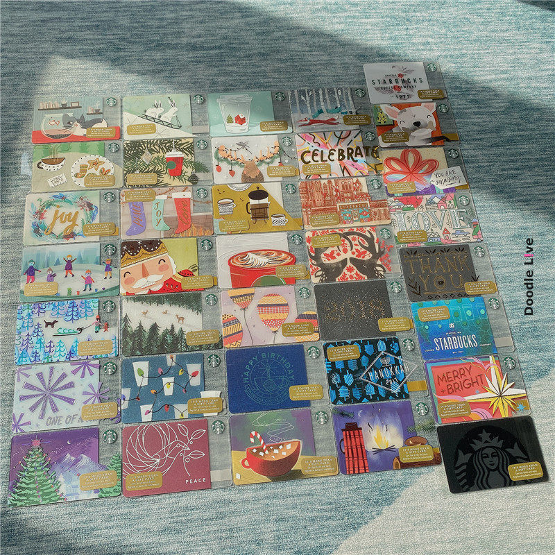 全套36张 2017绝版星巴克美国卡收藏圣诞限定全新未刮