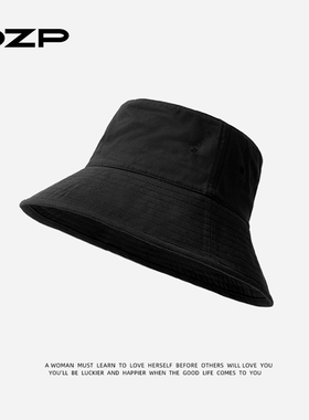 出口日系大头围渔夫帽春秋季头大适合的帽子男女黑色加大码显脸小