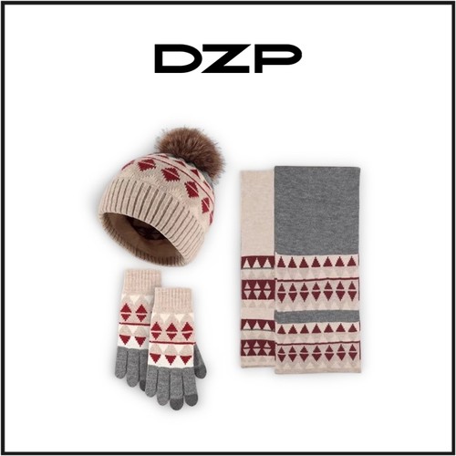 DZP防寒帽子围巾手套三件套围脖一体加绒保暖冬天针织毛线帽男女