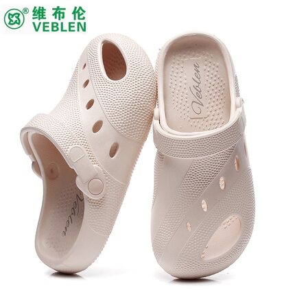VEBLEN夏季洞洞鞋女圆头漂流涉水鞋防滑沙滩鞋平底轻便柔软溯溪鞋