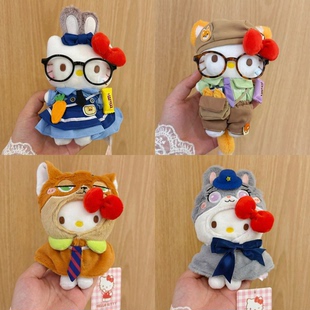 日本疯狂动物城联动哈喽kitty包包挂件尼克朱迪披风KT猫玩偶礼物