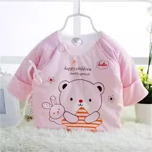 新生儿保暖加厚棉衣服秋冬季初生婴儿和尚服半背衣0-3月纯棉上衣