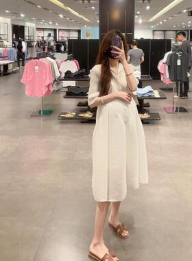 海德妈咪孕妇装夏三宅褶皱不规则气质优雅简约高级休闲polo连衣裙