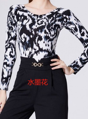 拉丁舞上衣女时髦成人秋冬新款舞蹈练功服大码摩登国标广场跳舞衣