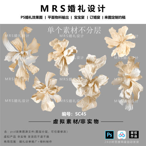 MRS大型香槟色纸花设计手