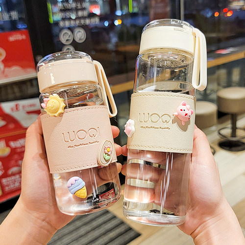 玻璃水杯带茶隔ins风办公室女高颜值耐高温学生食品级杯子夏季