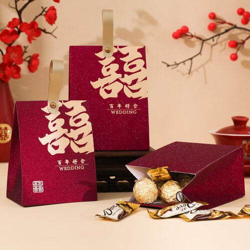 小红书同款磨砂糖盒中式结婚轻奢手提喜糖盒伴手礼盒婚礼创意纸盒