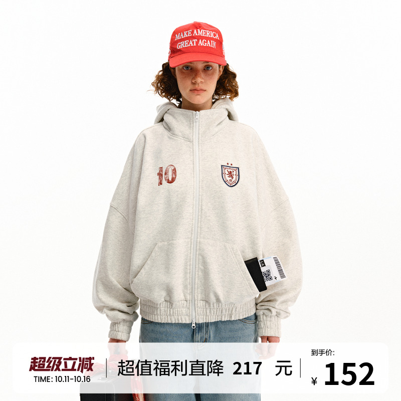 FPA「加绒」运动连帽卫衣 国潮牌潮流宽松休闲情侣秋冬装开衫帽衫