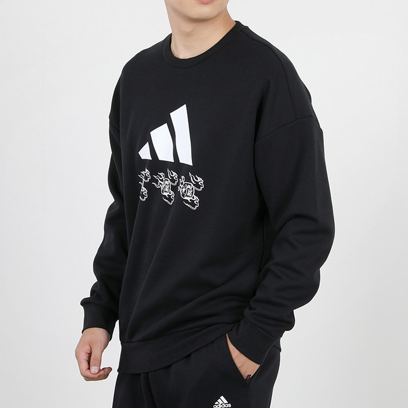 阿迪达斯卫衣男装2022春季新款运动服圆领休闲长袖套头衫gm4446