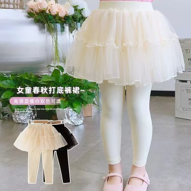 女童裙裤春夏装款儿童假两件连裤裙裤白色春夏款打底裤外穿小宝宝图片
