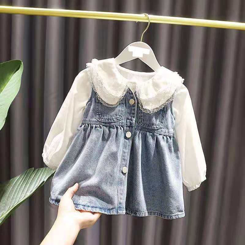 1-5岁女宝宝吊带牛仔连衣裙3女婴儿春装新款女童洋气小清新背带裙
