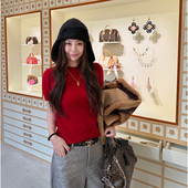 20PM20点 新年私服 tingtings 红色羊毛短袖 t女秋冬针织上衣