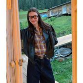 tingtings 机车上衣 pu皮夹克外套美式 黑色立领廓形皮衣女秋季 新款