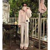 白色直筒羊绒裤 子女秋冬新款 宽松针织阔腿裤 tingtings 垂感拖地裤