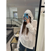 t恤女新款 蕾丝连帽打底衫 花边帽衫 tingtings白色长袖 防晒罩衫 上衣