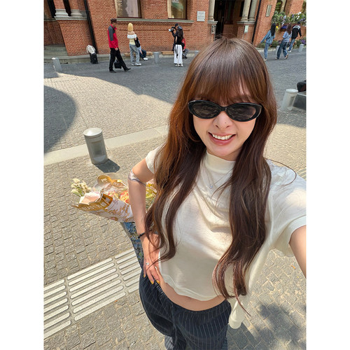亲肤短袖t恤女宽松显瘦羊毛上衣