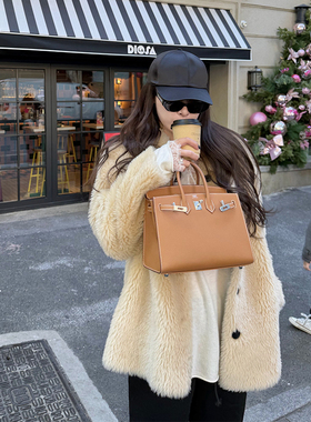 tingtings 好看皮毛一体羊毛外套女冬季新款保暖高级毛毛皮草上衣