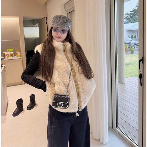 双面穿环保皮草毛毛马甲女冬外套