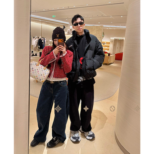 女春季 子弯刀牛仔裤 新款 宽松阔腿裤 tingtings 休闲长裤 复古显瘦裤