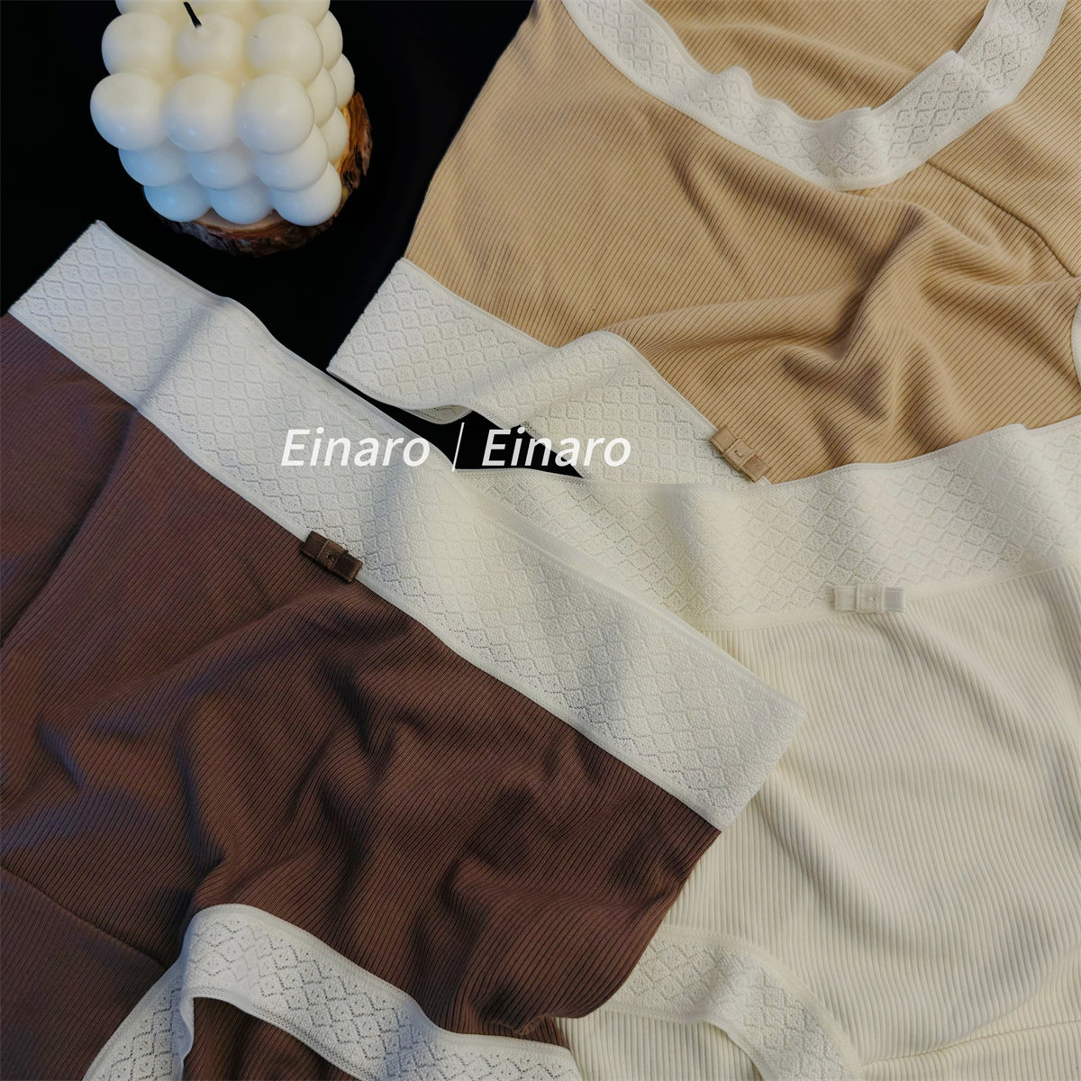 Einaro 法式复古针织螺纹裸感内裤女纯棉透气抗菌裆舒适中高腰3条,女士内衣/男士内衣/家居服,女三角裤,淘宝优惠券,粉丝福利购,淘宝优惠卷