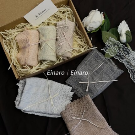 Einaro轻奢法式四季中腰蕾丝内裤女桑蚕丝泡泡纱抗菌女三角裤三条