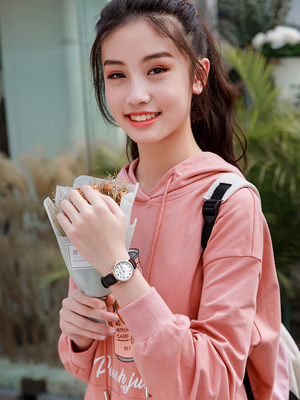 考试用手表女款小升初学生中考高考女孩公务员防水简约静音指针式