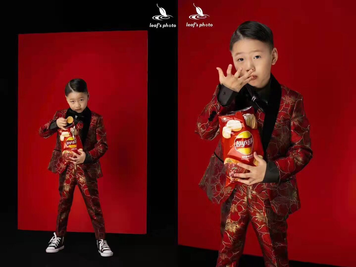 出租出售男童新款红色金丝西服套装模特走秀主持人钢琴演出服唱歌