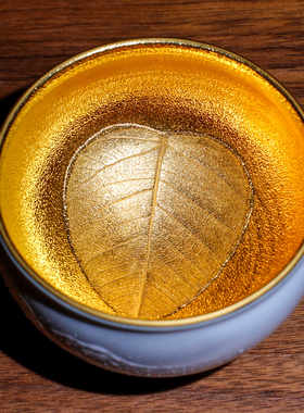 蔡志强金油滴建盏铁胎茶杯陶瓷手绘雪景主人杯彩金木叶盏非遗茶盏