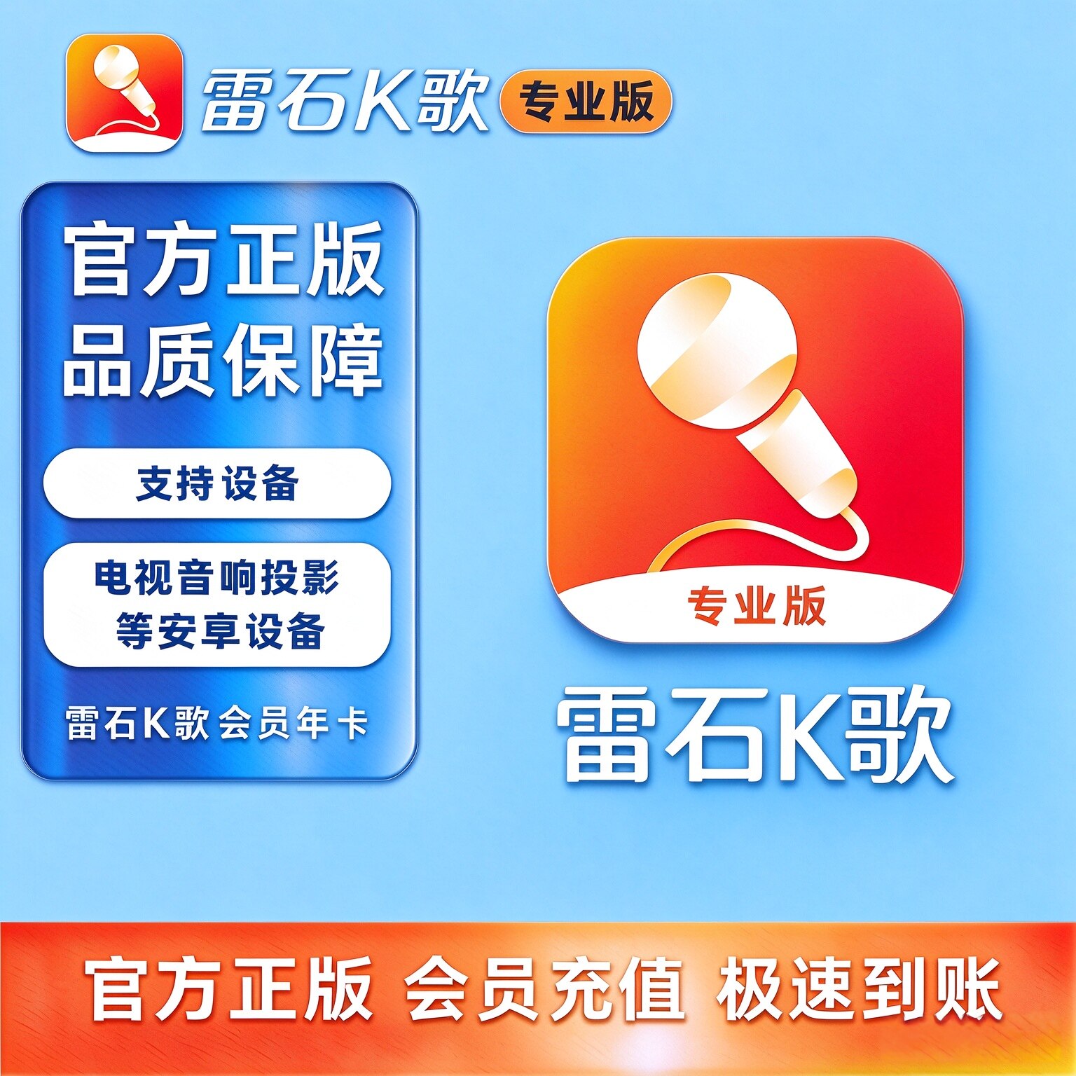 雷石K歌会员年卡华为小米TCL海信电视创维长虹康佳音响点歌机VIP