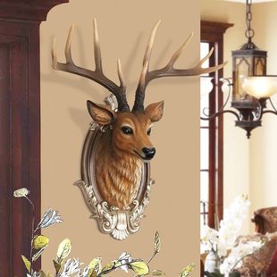 美式鹿头装饰壁挂客厅电视背景墙挂饰创意玄关墙面招财壁饰挂件