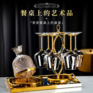 金色新款轻奢勃艮第醒酒器高档水晶红酒杯套装葡萄分酒器杯架家用