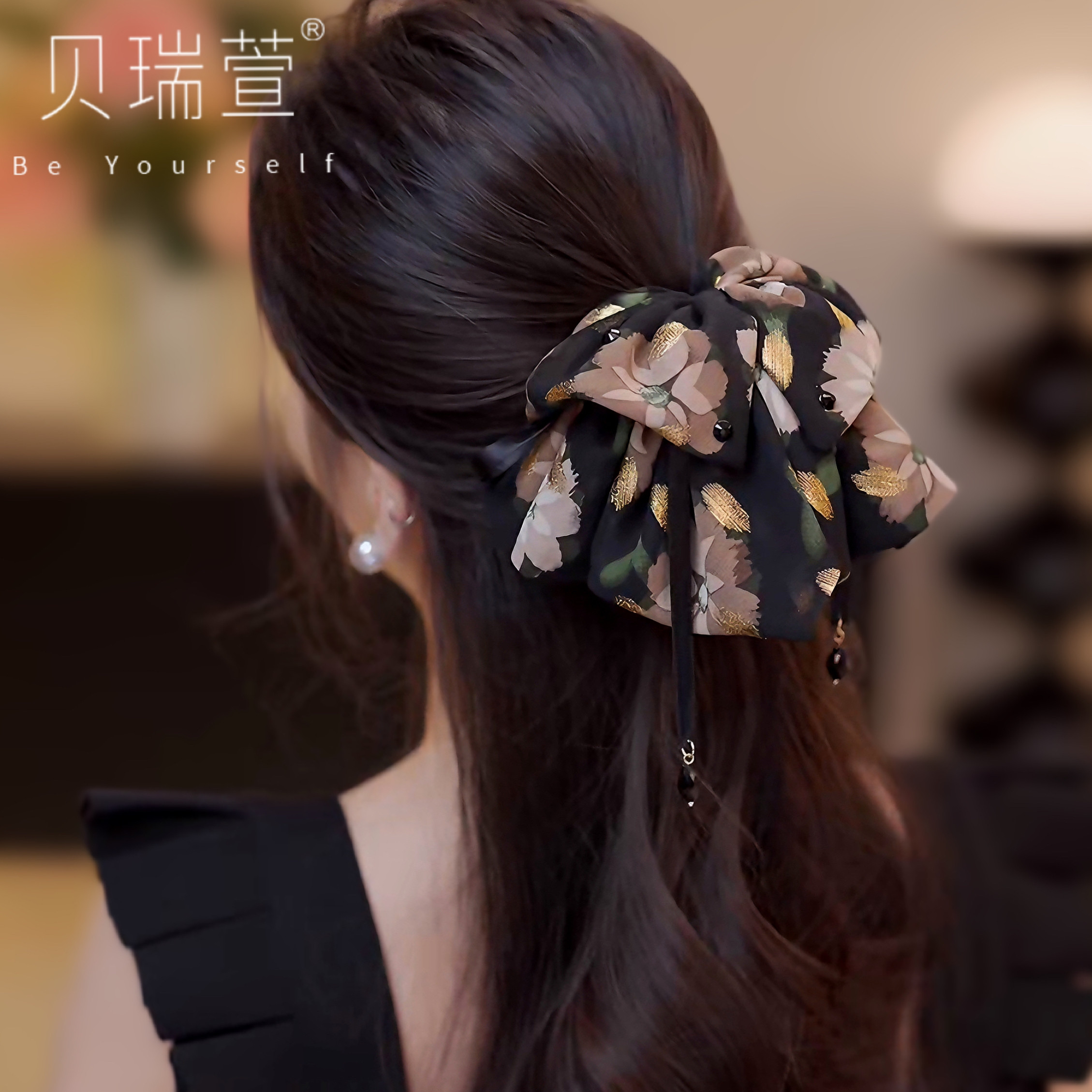 ZJ055春夏浪漫繁花花朵蝴蝶结抓夹发饰头饰