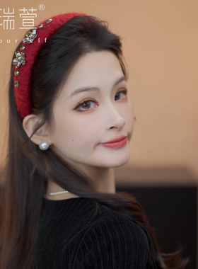 网红爆款新款同款针织毛线红色高颅顶高级头箍头饰发箍FG913