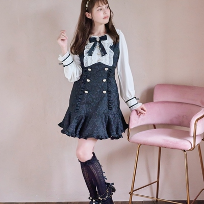 LizLisa提花高腰长袖连衣裙
