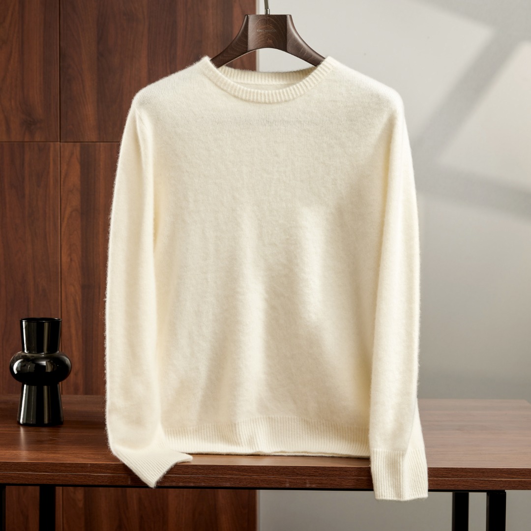 秋冬新款一线成衣圆领羊绒衫男100纯羊绒纯色羊毛针织打底