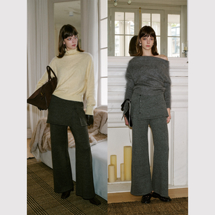 一裤 可拆卸裙帘垂感休闲微喇长裤 多穿 时髦复古慵懒 法式 TOP家