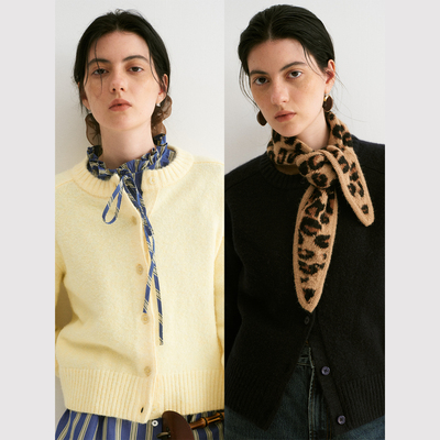 TOP家 暖绒秘境 法式复古软糯亲肤时髦常青款 纯色羊毛混纺针织衫