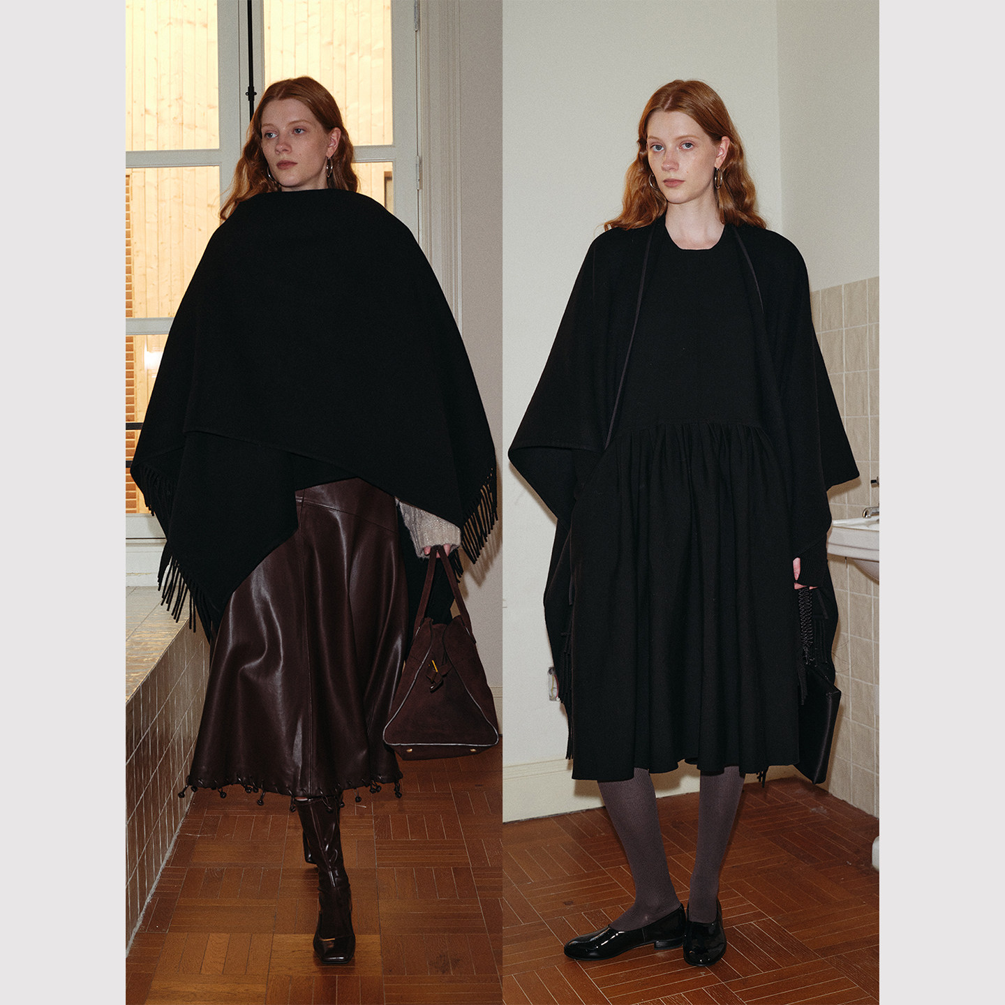 TOP家 律动美感 法式复古松弛优雅 流苏下摆羊毛呢大披肩外套