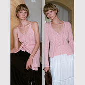 针织开衫 TOP家 吊带春 复古慵懒感细闪光泽 一体式 温柔气息 法式