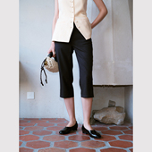 时髦人B败capri 黑色直筒铅笔裤 pants TOP家 法式 复古经典 七分裤