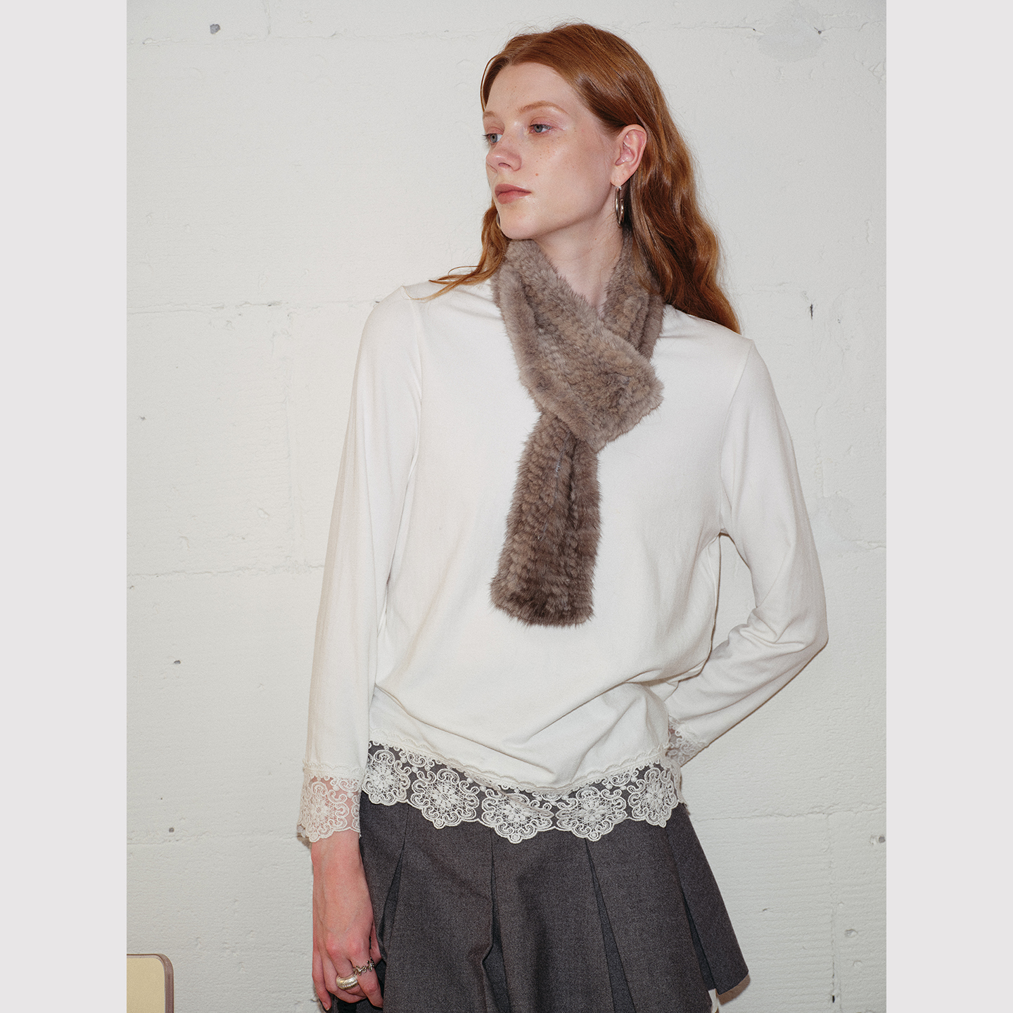 TOP家 奢暖绒光 精选丹麦进口水貂毛 蓬松充盈皮草围巾/围脖