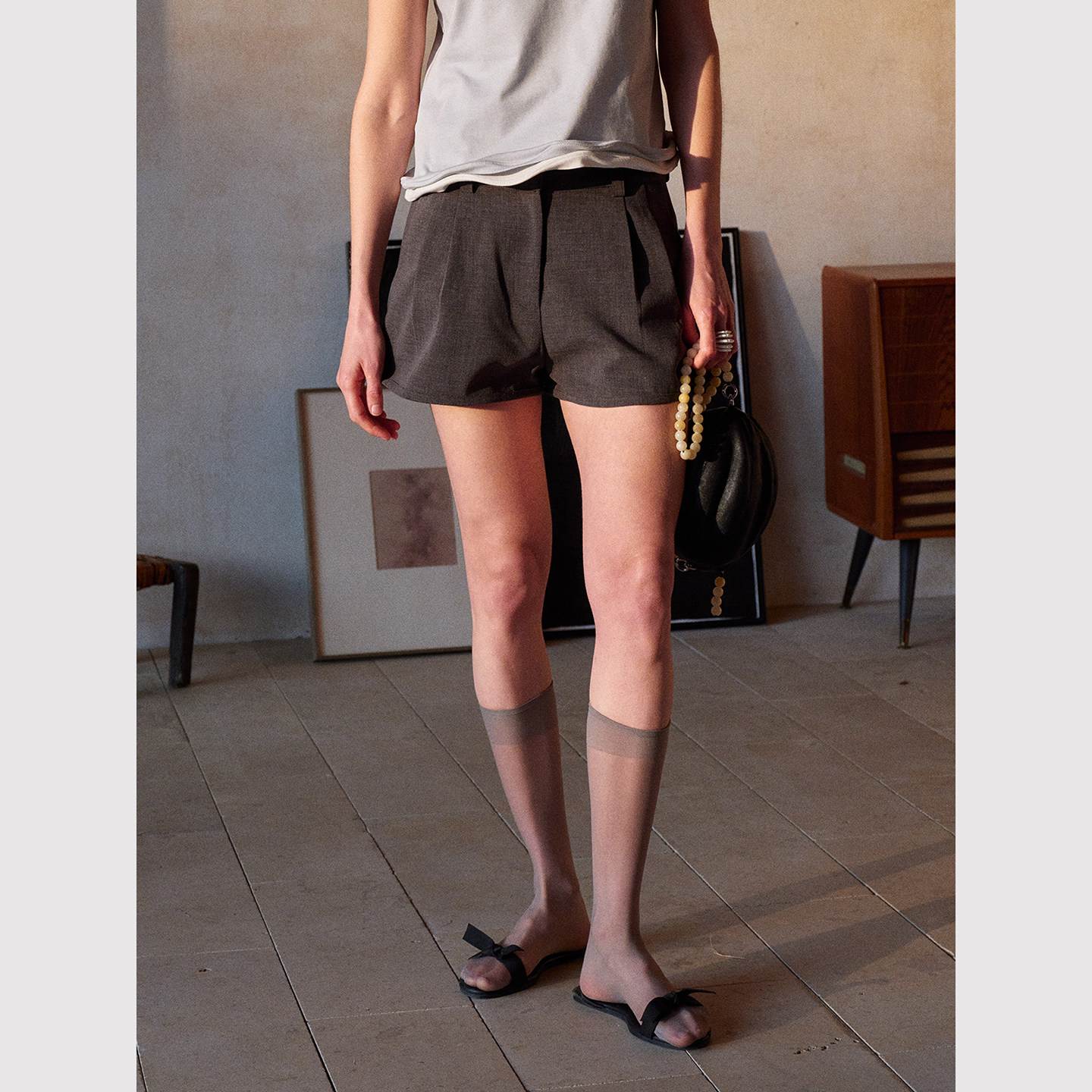 TOP家 时髦利落 法式复古高搭配 中高腰显瘦有型a字高腰阔腿短裤,女装/女士精品,短裤,淘宝优惠券,粉丝福利购,淘宝优惠卷