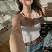 时髦好穿 法式 复古简约 TOP家 自带胸垫高舒适度U领修身 针织吊带