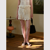 复古 法式 匠心荃手工一体祖母格钩织镂空花边半裙 浪漫公式 TOP家