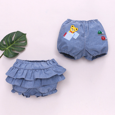 婴幼儿童装 日系男女童卡通小熊pp裤南瓜裤百褶裙裤