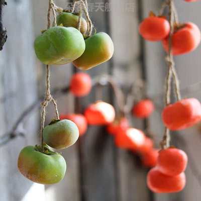 家居霜餐厅客厅墙上秋意柿子仿真造景果实摆件吊挂挂件饰品串带