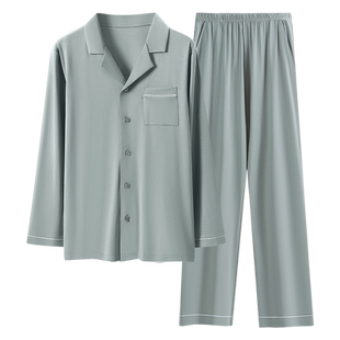 A类莫代尔睡衣男士春秋款长袖薄款情侣秋冬季女士外穿家居服套装