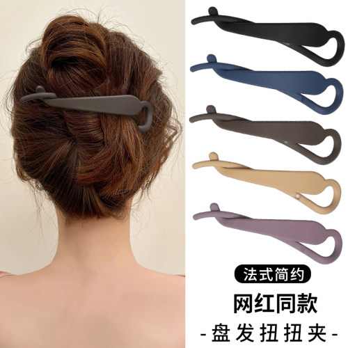 简约磨砂一字发夹女后脑勺盘发扭扭夹发卡夹子2025新款香蕉夹头饰